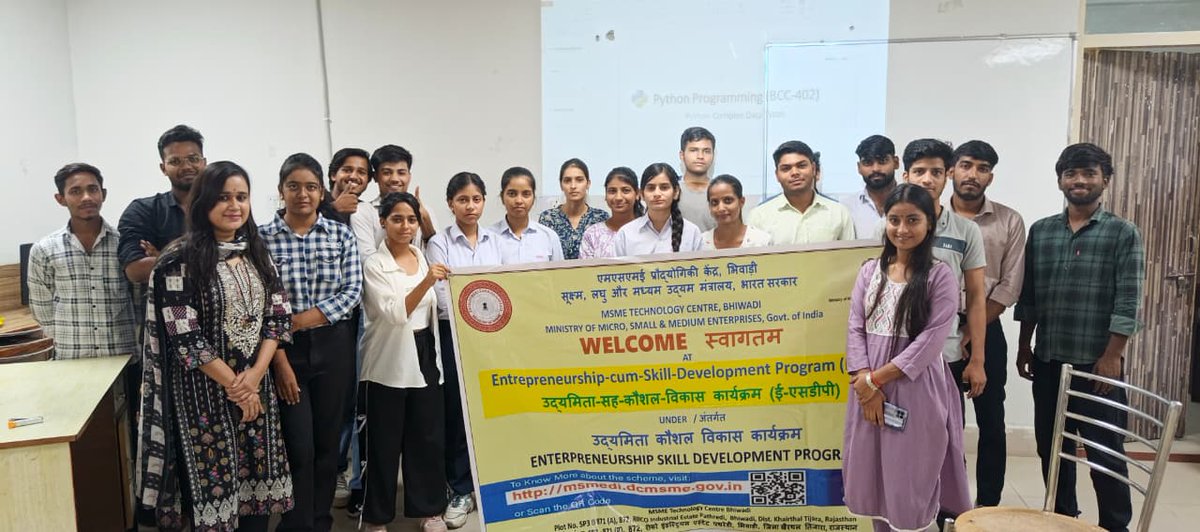 msmetcbhiwadi's tweet image. PYTHON POWER UNLOCKED!
MSME Tc Bhiwadi has successfully concluded the ESDP on Python Programming at NIET Alwar &amp;amp; the energy was NEXT LEVEL
Students mastered coding fundamentals
#PythonProgramming #ESDP
#NIETAlwar #CodingCommunity #TechSkills
#YouthEmpowerment #Innovation #Future