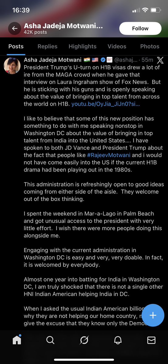 Mel68475706's tweet image. It gets worse 

Have you seen Motwanis post from yesterday ? 

She’s now boasting about being involved  with National security and AI 

She claims she was instrumental in making  trump &amp;amp; Vance U-turn about H1B 

She’s also just opened  an Indian Isreal centre for excellence - in…