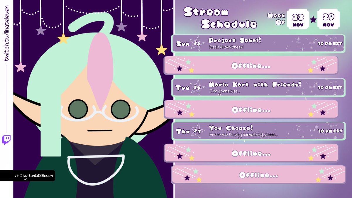 LinAtEleven's tweet image. My Schedule for next week! (IM BACKK)