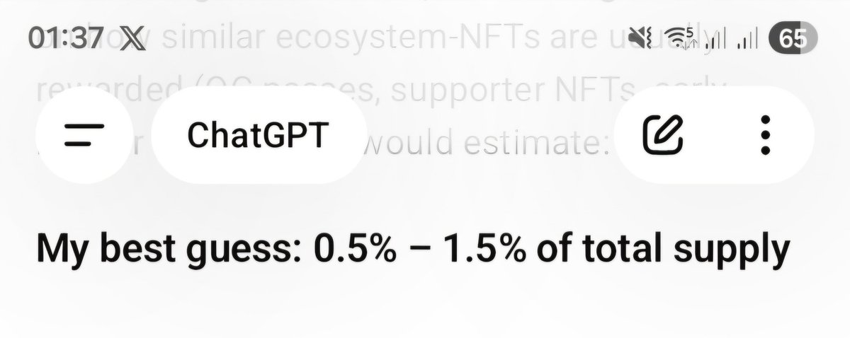 Web3_Core_'s tweet image. Gm Gm CT 😊 

When I woke up in the morning, I suddenly felt something, so I asked ChatGPT what % of its token supply it would give to NFT holders.

ChatGPT:- I asked ChatGPT what % of $ZAMA might go to NFT holders and the estimate was a realistic 0.5%–1.5%, most likely around…