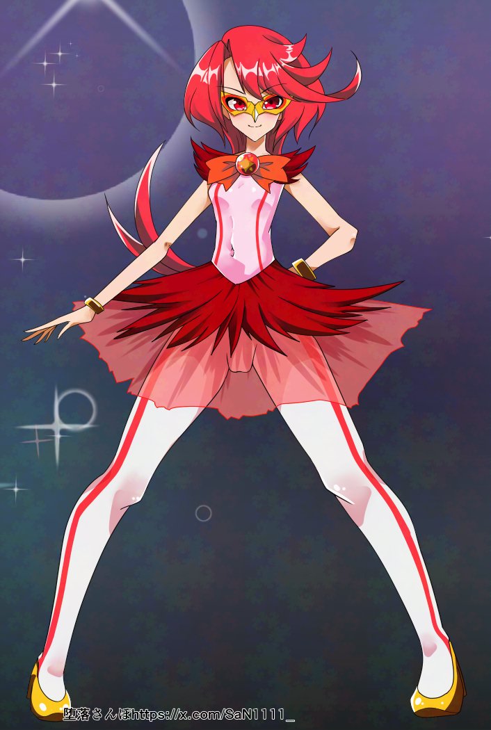 仮面乙女スターアニマよりソレイユクロウ!
ルーヌラビットと対照的に元気っ子なキャラ
モチーフの金烏が三本足なのでふたなりになることに。
最終的にはチンポのことしか考えられないヤリちんビッチになってしまいました。サブキャラなので出番は少ないですけどこういう元気キャラは好きです。 