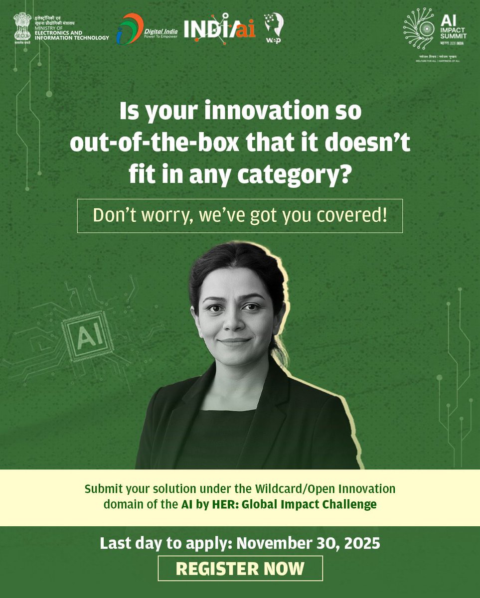 Whether your AI solution improves accessibility, strengthens disaster response, reimagines governance, or addresses a challenge the world hasn’t yet identified, women innovators across the world are bringing these possibilities to life.

Not every innovation fits neatly into a