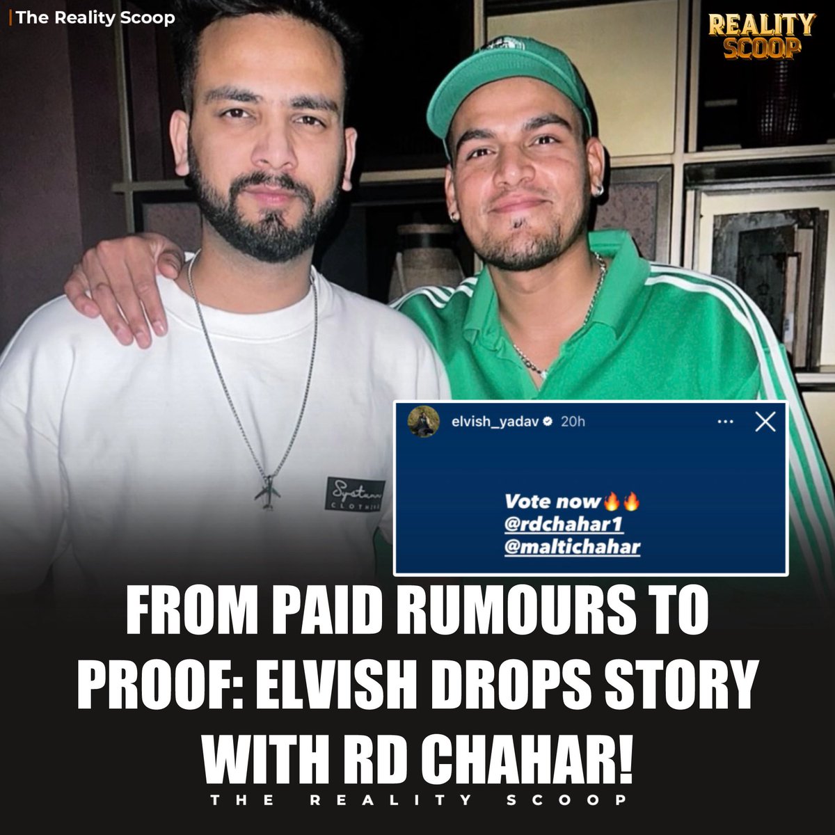 After fans questioned whether his earlier support for Malti Chahar was a paid promotion, Elvish Yadav has now shared a story with RD Chahar, highlighting his personal bond and putting rumours to rest. 🤝

#BiggBoss19 #ElvishYadav #MaltiChahar #RDChahar #BB19Updates #RealityScoop