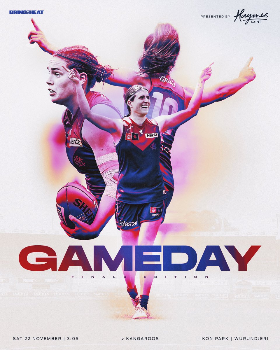 MelbourneAFLW's tweet image. It&apos;s our time to face the challenge 🔥 We&apos;re ready for the Roos. 

Game guide 🏟️ | mfcde.es/4i81rZO