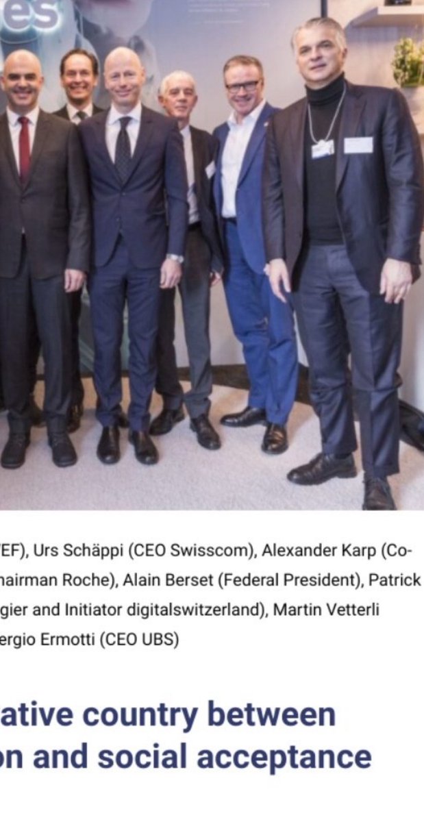 freielisteZueri's tweet image. Wow, das ist ja krass! Alex Karp (Palantir), Alain Berset, Christoph Franz (Roche), Marc Walder, Ermotti (UBS), Rösler (WEF), Schäppi (Swisscom) – alle Akteure auf demselben Foti von Schweizer Illustrierte 😲 Wahnsinn. Das ist ja völlig verrückt! Danke @sms2sms ! @FrauHodl