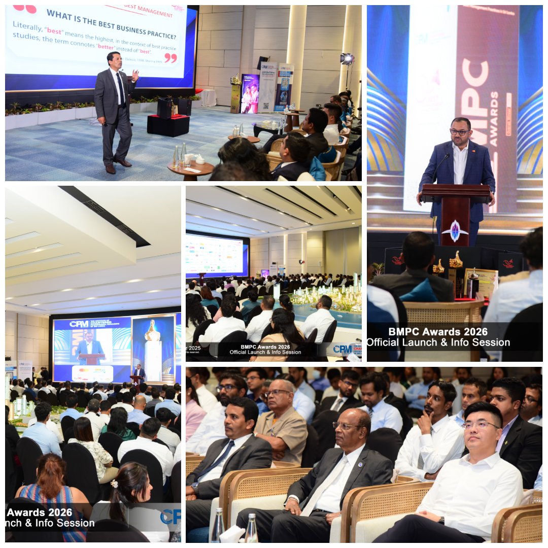 ✨BMPC Awards 2026 Launch and Info Session!✨

An inspiring evening of vibrant insights and energy. Thank you to our sponsors, Chief Guest, and company representatives for making it memorable!

Click here for more highlights!📸shorturl.at/wx2nt

#CPMSriLanka #BMPC2026