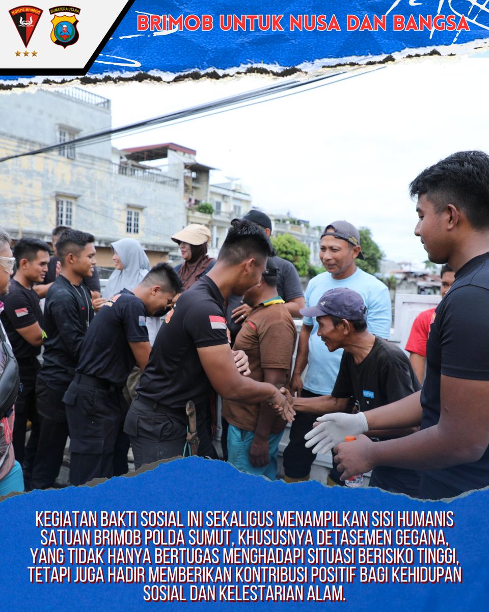 brimobsumutnews's tweet photo. Menjelang peringatan Hari Ulang Tahun Gegana, Detasemen Gegana Satuan Brimob Polda Sumut melaksanakan kegiatan Bakti Sosial Pembersihan Sungai pada Jumat (21/11/2025). 
#baktisosial #hutgegana #gegana #korpsbrimobpolri #poldasumut #brimobsumut #polriuntukmasyarakat https://t.co/KuIyLQAyA8