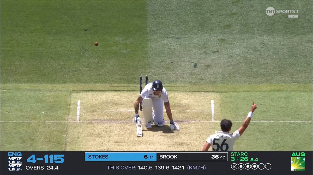 Beggin on knees to be popular🥳

Starc cleans up stokes!!!!! 

#Ashes2025 #engvsaus #CricketTwitter #payout