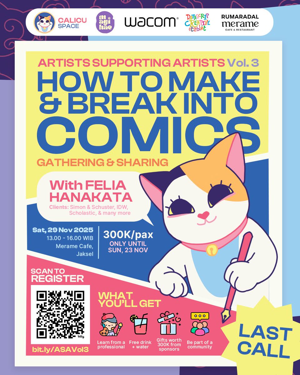 (🔄 &amp; ❤️ appreciated)

Next Saturday (11/29) I'll be hosting a creative gathering with <a href="/feliahanakata/">felia 🌷🌟</a> where we'll be discussing all things comics!! Aspiring comic artists or comic enthusiasts are welcome to join

Registration closes this Sunday. Come join us and hang out 💖