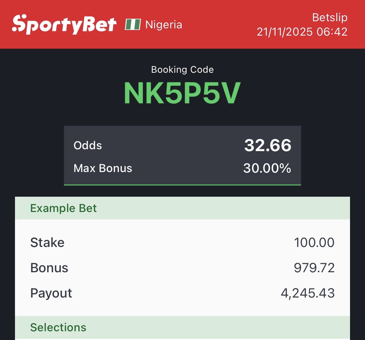 LexibetsTips's tweet image. Weekend boom 🤯 

NK5P5V—32 odds

YC2UHQ—195 odds

HJES45–23odds

@Mrbankstips @bossolamilekan1 @Davidbanksz
