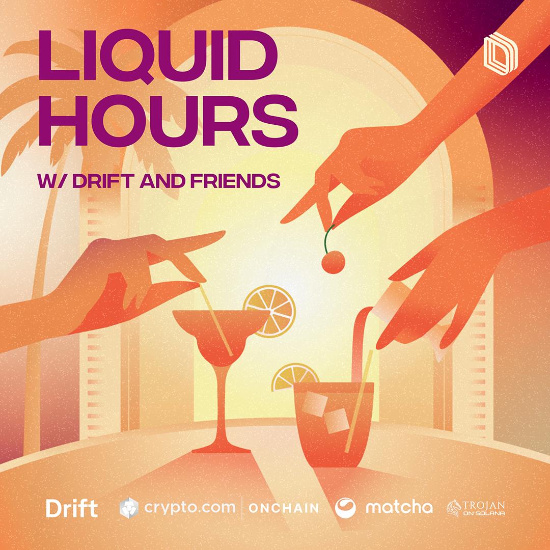 “The liquidity is drying up”
Lets get liquid and kick off Breakpoint szn in style.

Join Drift, <a href="/onchain_wallet/">Crypto.com Onchain</a>, <a href="/matchaxyz/">Matcha 🍵✨ (mainnet arc)</a> &amp; <a href="/TrojanOnSolana/">Trojan on Solana</a> in Abu Dhabi for Liquid Hours, an evening full of good vibes, great drinks and the best of Solana.

6 PM | Dec 10 | By RSVP only