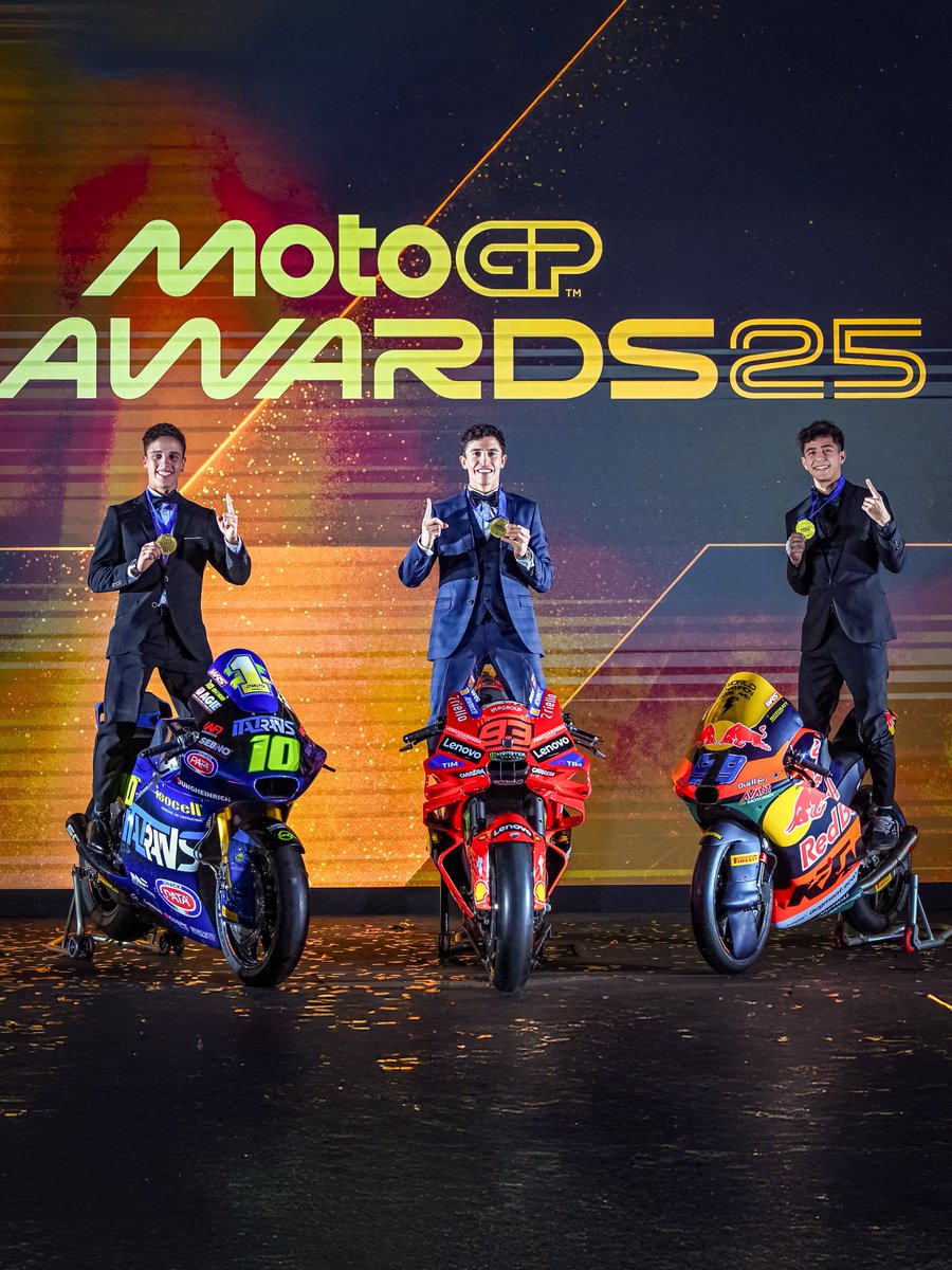 MotoGP's tweet image. On top of the world in 2025 🏆🏆🏆

#MotoGP