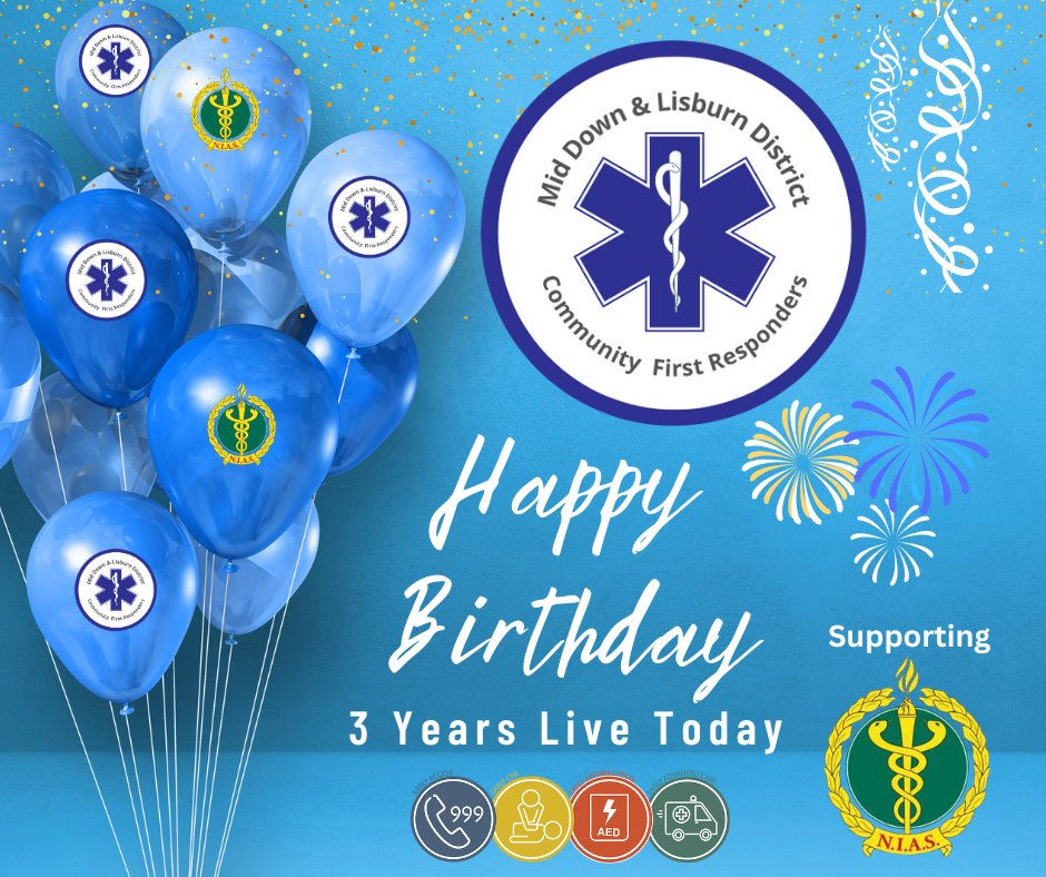 Mid Down &amp; Lisburn District CFR Scheme – 3 Years Live Today! 

Today we celebrate 3 years of service to our community.
We want to extend a heartfelt thank you to all our incredible responders for their continued commitment, dedication, and professionalism.
