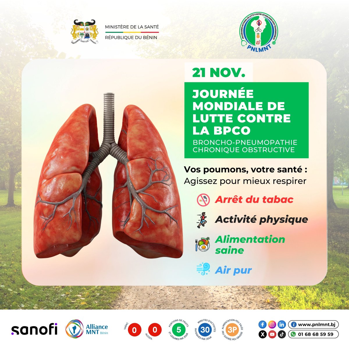 Journée mondiale de lutte contre la BPCO

La BPCO est une maladie silencieuse qui détruit progressivement les poumons. Pourtant, elle peut être évitée dans la majorité des cas.

#BPCO #PNLMNT #préventionsanté