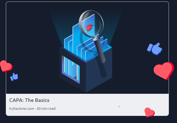 RohitVishw54326's tweet image. Just completed TryHackMe’s “CAPA: The Basics”!
Leveling up my malware analysis skills—one flag at a time 🔍💻
#TryHackMe #CyberSecurity #MalwareAnalysis @anand114bug  @CyberMindSpace @rikki59845