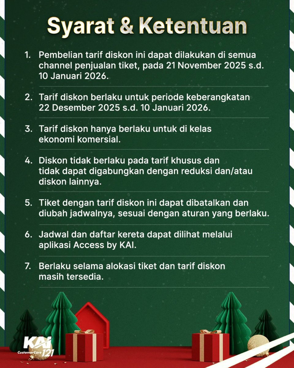 Dapetin juga diskon 30% dari KAI, cek syarat dan ketentuannya di bawah ya.