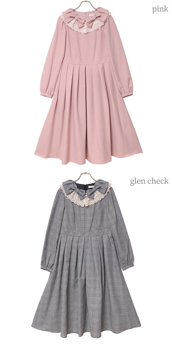 発売中🎶 🎀リボンとレースカラーのワンピース🎀 大きなリボンとレース