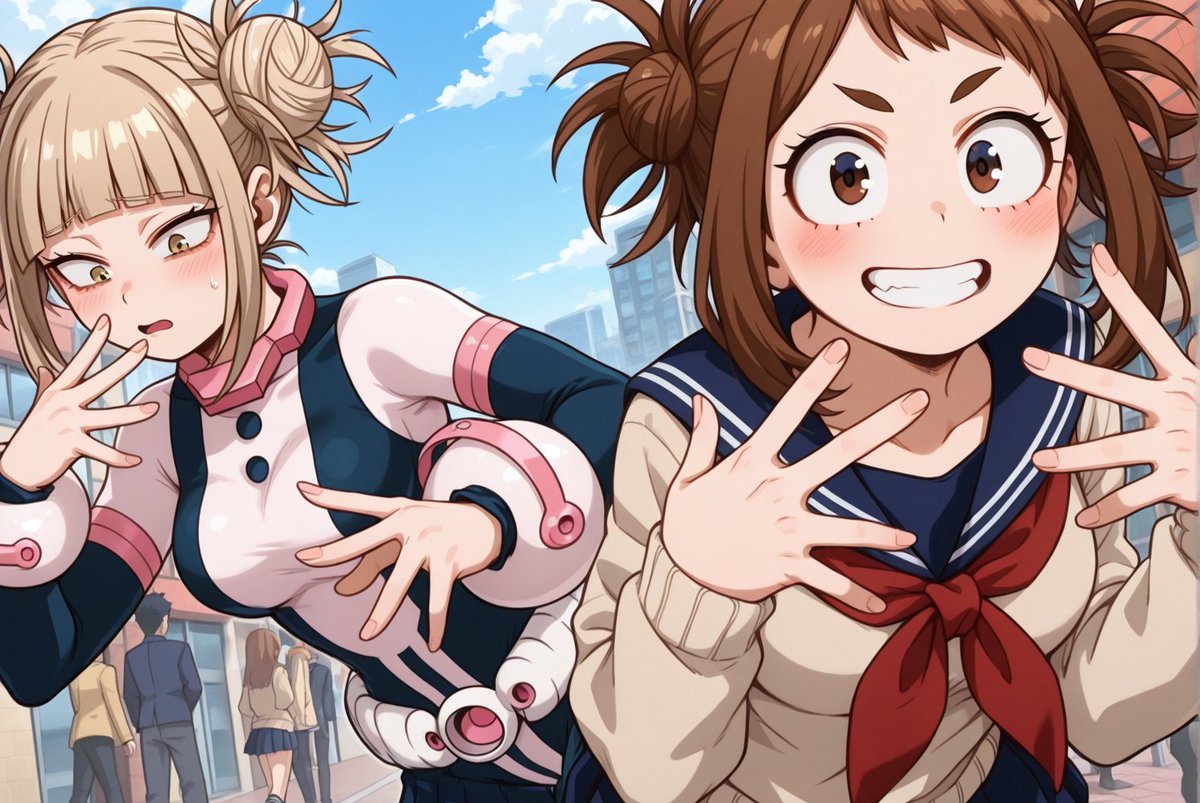 Lylanytwo's tweet image. Ochako Uraraka x Himiko Toga Body Swap My hero academia 

#BodySwap #bodyswitch #Possession #入れ替わり