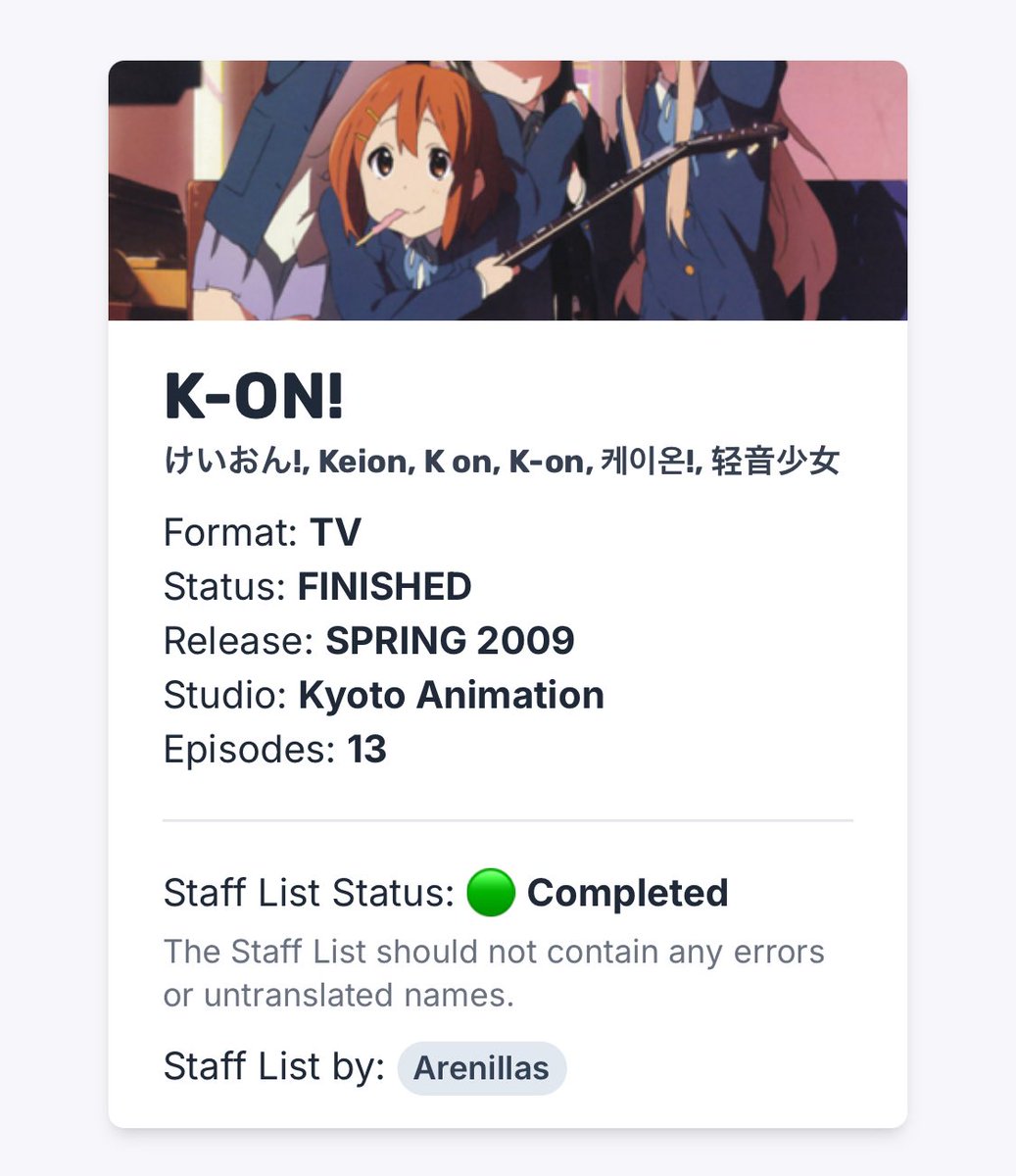NBinted's tweet image. Do nazis know that the K-ON! anime was mostly made by women?

Director, series composer, character designer and chief animation director, a producer and assistant producer, background manager, color design assistant and director of photography.

All women.