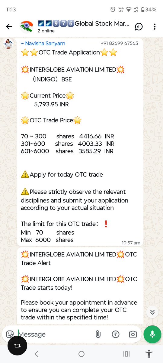 क्या OTC Trade के नाम पर किसी स्टॉक को करेंट भाव से 25% से 40% तक के डिस्काउंट पर खरीदा जा सकता है ? जो यहां InterGlobe Aviation के स्टॉक में हुआ है। <a href="/SEBI_India/">SEBI_Awareness</a> जवाब क्यों नहीं दे रही है ? क्या आप भी इस फ्रॉड में शामिल हो ? <a href="/ZeeBusiness/">Zee Business</a> <a href="/CNBC_Awaaz/">CNBC-AWAAZ</a> <a href="/FinMinIndia/">Ministry of Finance</a> <a href="/SEBI_updates/">SecuritiesandExchangeBoardofIndia</a>