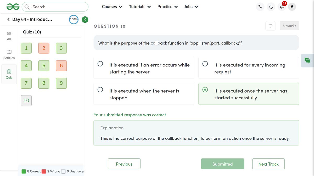 AdityaGour841's tweet image. Day 64
Lets goo🔥
Today we started introduction in Express.js which is flexible Node.js web application framework . 

Course link-:{ geeksforgeeks.org/batch/skill-up…}                               

#skillupwithgfg #nationskillup #GeeksforGeeks