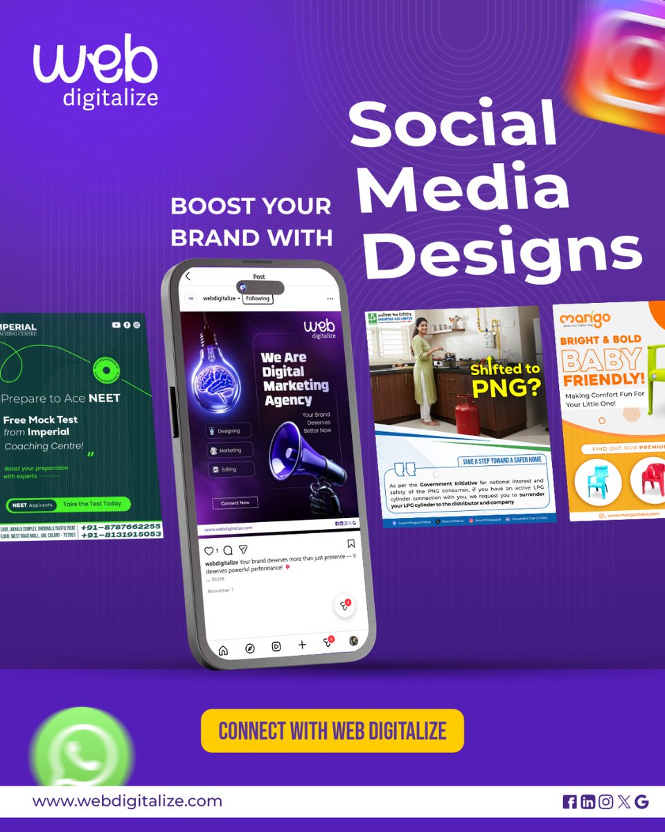 WebDigitalize's tweet image. Boost your brand with powerful, eye-catching social media designs! 🚀
At Web Digitalize, we turn ideas into high-impact visuals that drive engagement and growth.
Explore more: webdigitalize.com

#WebDigitalize #SocialMediaDesign #DigitalMarketing #Branding #BusinessGrowth