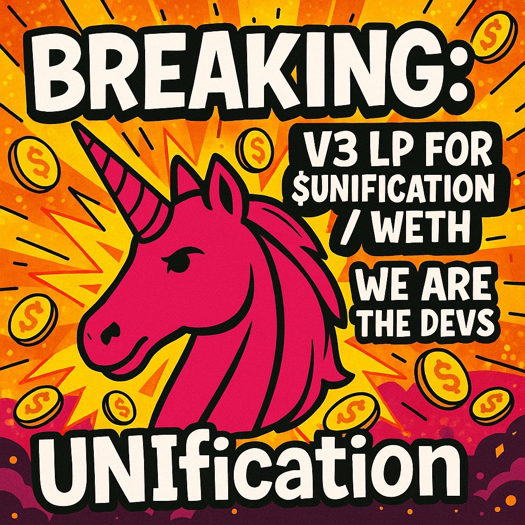 🚀 Big Move from the UNIfication community!

Someone in the community just added a V3 LP for the $UNIFICATION/WETH pair — a huge step that shows how enthusiastic, serious, and fast-growing this community is. 🦄🔥

This is not just an LP…
This is a signal that UNification is
