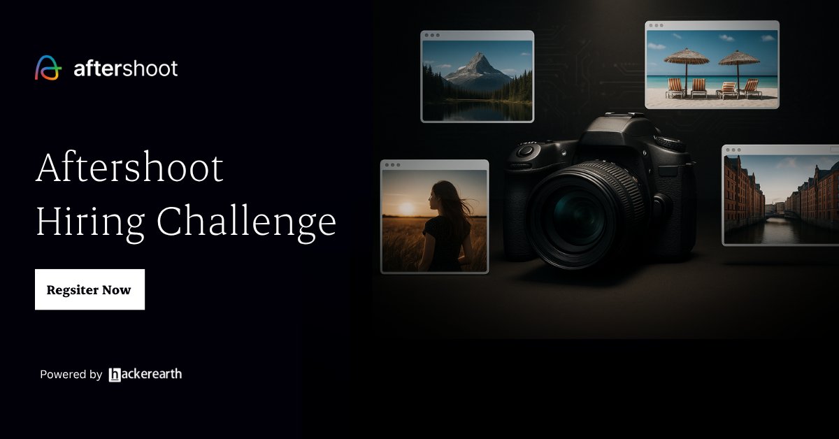 HackerEarth's tweet image. Join the team behind photography&apos;s favorite AI tool. 📸
Aftershoot is hiring ML Engineers (3-5+ YOE) to build production-grade CV/GenAI tools. Register and take the challenge now.
Register Here: tinyurl.com/5e4yawxs

@aftershootco