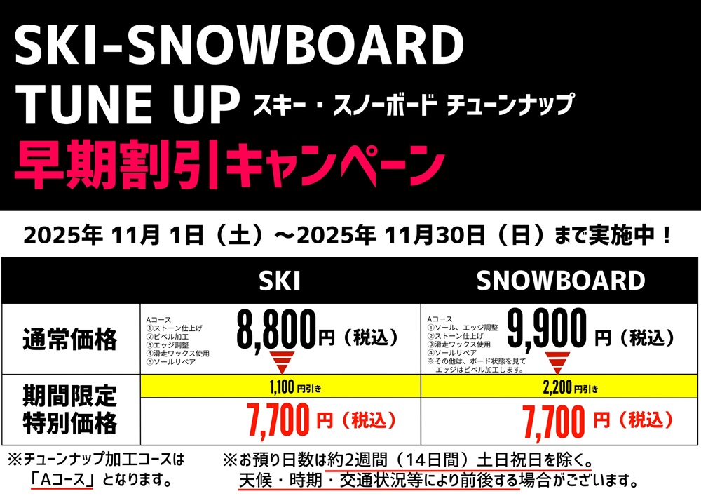 スキーチューンナップ　一式 スキーチューンナップってなに？する必要あるの？