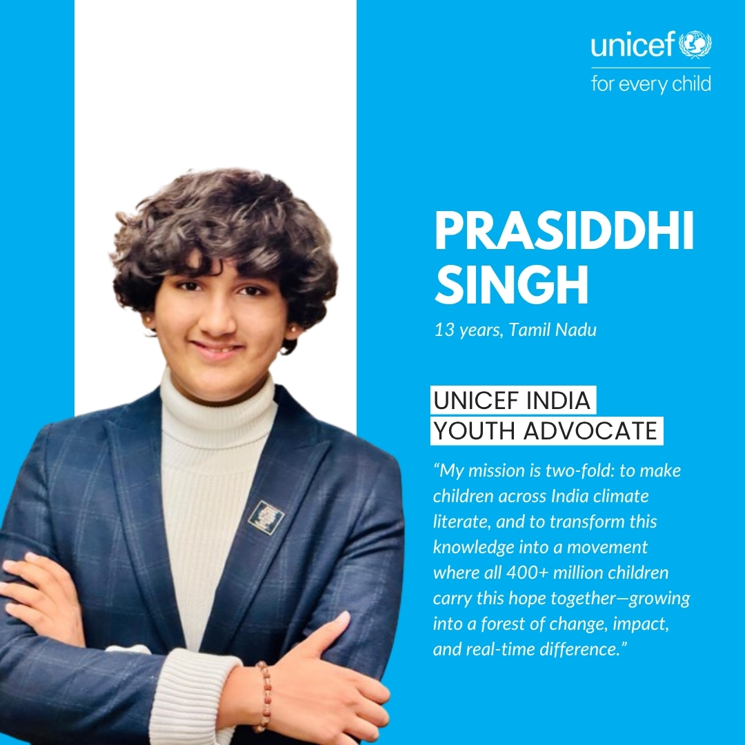UNICEFIndia's tweet image. Say hello to our latest UNICEF India Youth Advocates!

These three inspiring young leaders, Shyam Shukla, 15 years old from Karnataka; Prasiddhi Singh, 13 years old from Tamil Nadu, and Unnathi Suranaa, 19 years old from Gujarat, have joined us in advocating for children&apos;s…