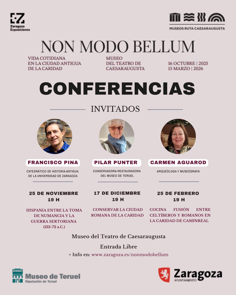 📯AGENDA | Las próximas semanas se van a realizar una serie de conferencias sobre historia de la #AntiguaRoma en el Museo del Teatro Romano de #Zaragoza.

¡No os las perdáis!

<a href="/zaragozaromana/">Museos Ruta Caesaraugusta</a> | <a href="/zmuseos/">ZMuseos</a> |
