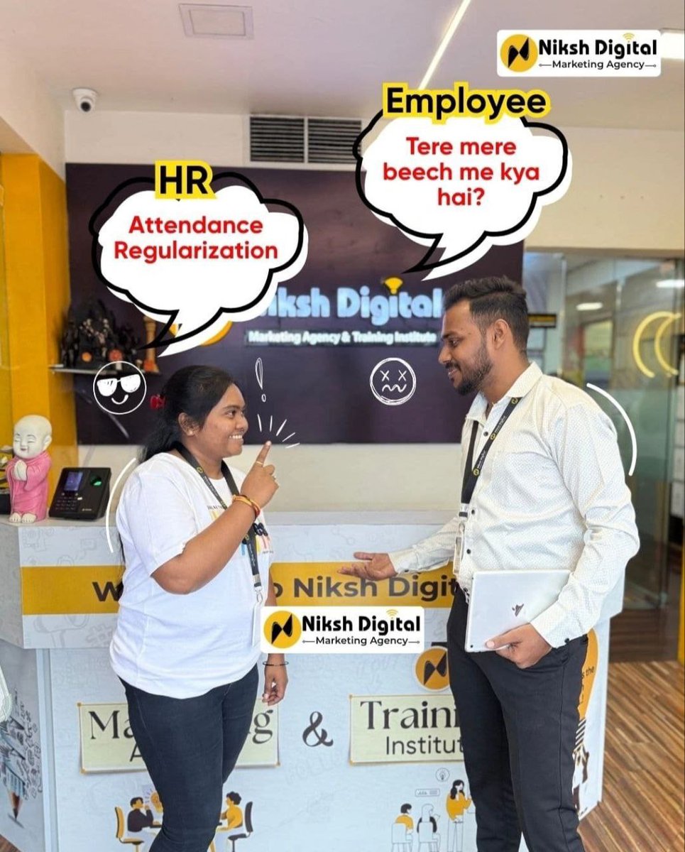 nikshdigital's tweet photo. Tere mere beech mein kya hai?
Bas deadlines, coffee, aur thodi si masti
Ideas ka match, laughter ka batch, aur kaam ka full attach! Yeh hai Niksh Digital ki kahani creativity, chemistry aur endless energy ki!
#Officemasti #teamvibes #agencylife #FunAtWork https://t.co/nKOUFBR0S7
