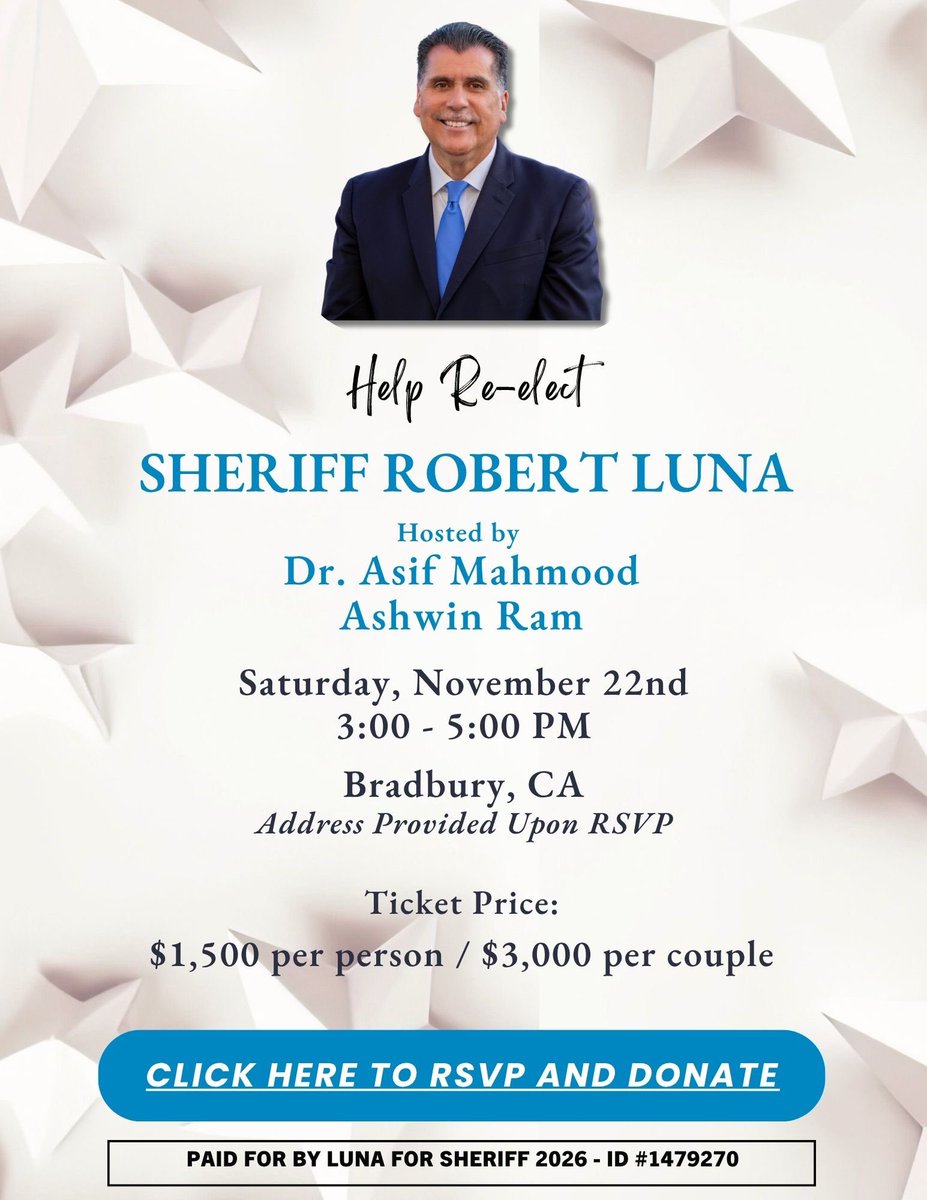 Law enforcement’s role has never been more critical—especially here in LA County during these challenging times.
We are honored to host LA County Sheriff Robert Luna for an in-person conversation where you’ll have the opportunity to hear directly from him, ask questions, and