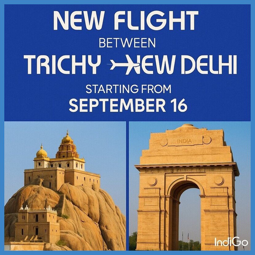 AviationTrichy's tweet image. Delhi is just 3 hours flight from Trichy. #Indigo flies daily between #Trichy and #Delhi with convenient timings. @IndiGo6E @DelhiAirport