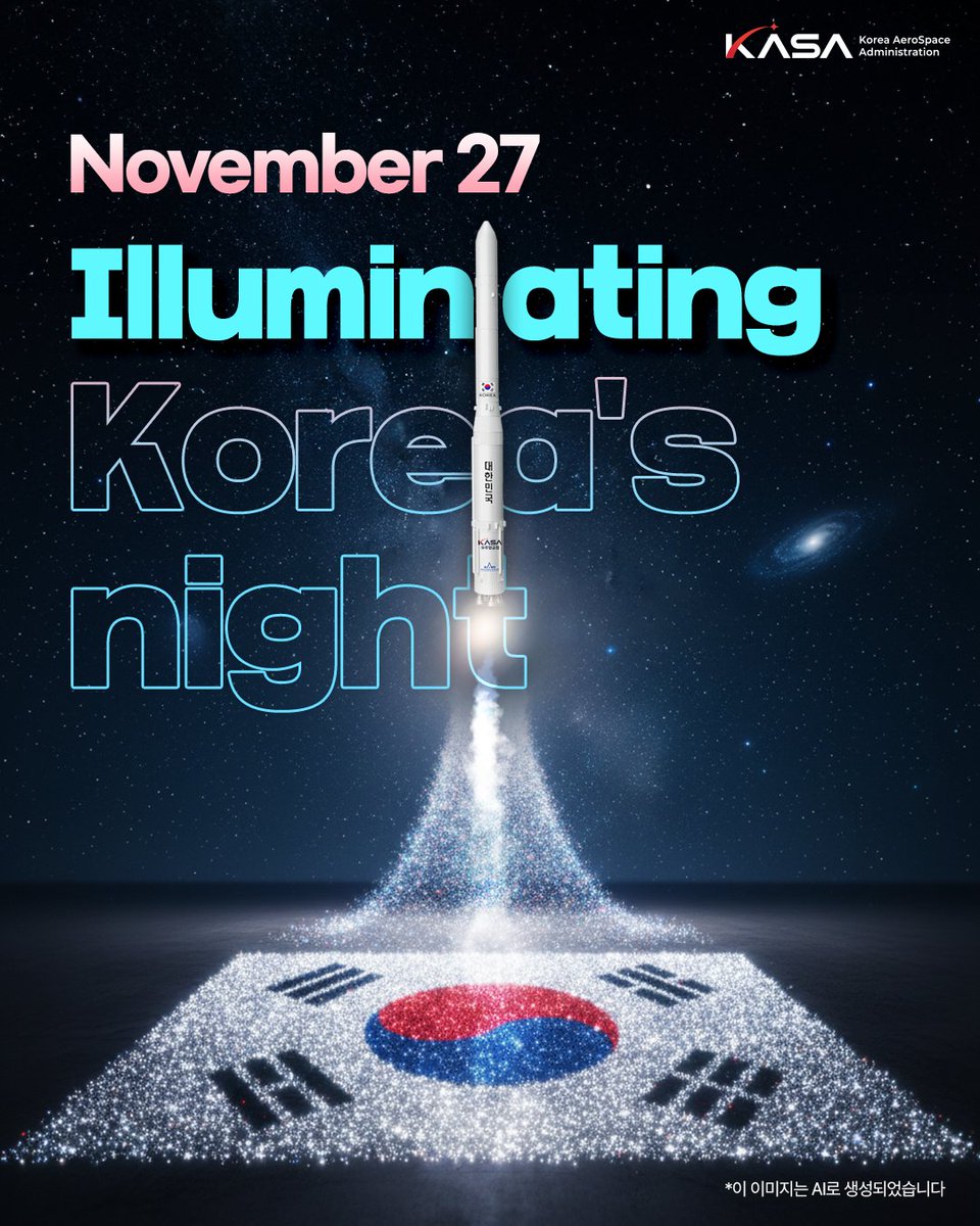 ✨ The starlight we are launching will soon lights up the sky of Korea!

Our journey into the vast universe will carry 13 satellites─join us to witness this exciting moment of challenge together.📷

#KASA #Nuri #KSLV2 #4thLaunch #KoreaSpace
#KoreanRocket #Rocket #Satellite