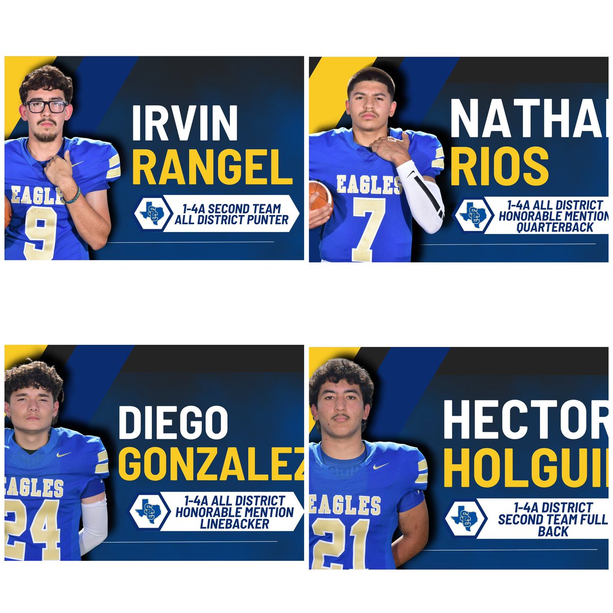 <a href="/SanEliFB/">San Elizario Football</a> players recognized at the All District selection.
Thank you for your commitment, work ethic and for representing <a href="/SanElizarioHS/">San Elizario High School</a> with pride 💪🏼 
<a href="/SanElizarioISD/">San Elizario ISD</a> 🏈