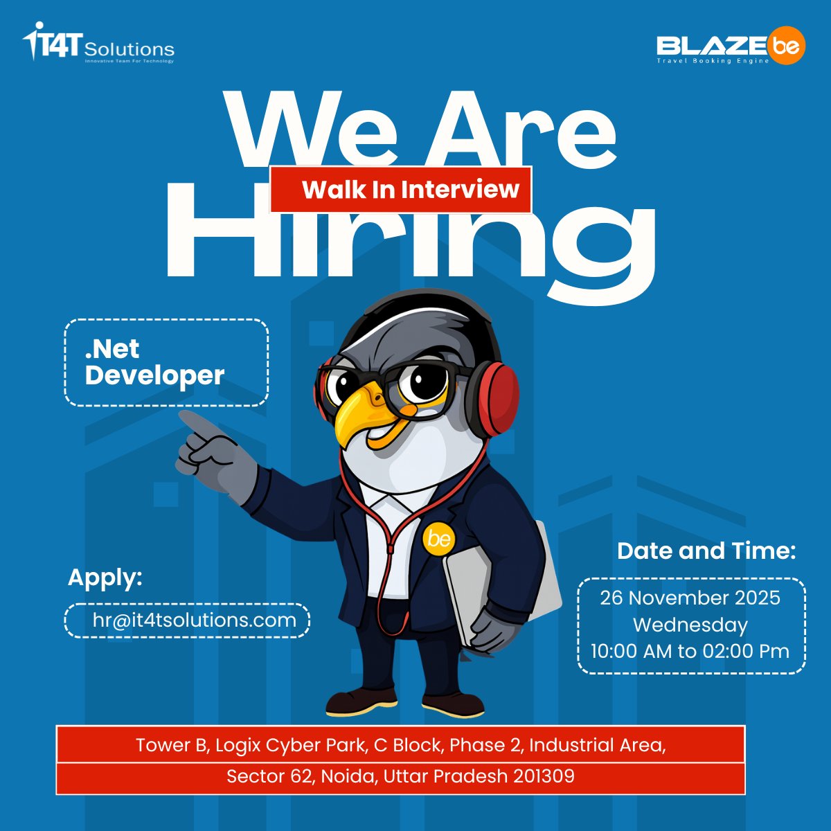 it4tsolutions's tweet image. 📣 𝗪𝗮𝗹𝗸-𝗜𝗻 𝗜𝗻𝘁𝗲𝗿𝘃𝗶𝗲𝘄 𝗔𝗹𝗲𝗿𝘁! 📣
@it4tsolutions are hiring .Net Developer! If you have the skills and are looking for a challenging new role, we want to meet you!

#WalkInInterview #WalkInDrive #Hiring #DotNetDeveloper #FreshersJob #TechJobs #SoftwareDeveloper