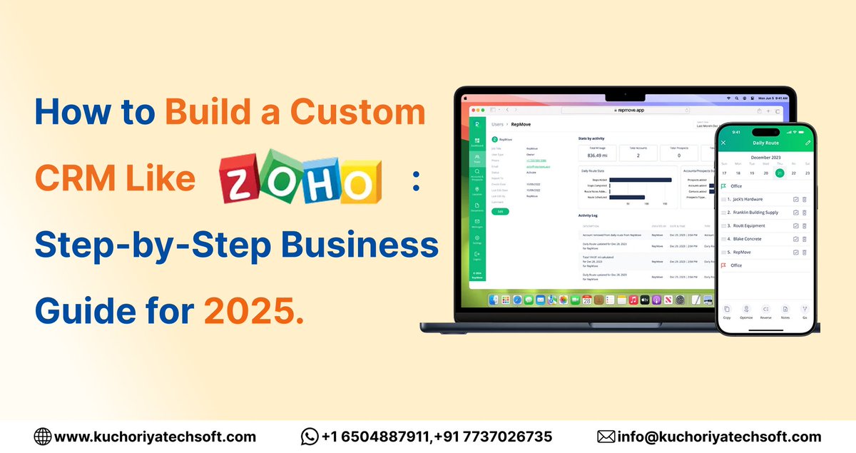 KuchoriyaSoft's tweet image. Want to build a custom CRM like Zoho for your business?

Check out our step-by-step guide to creating a scalable, workflow-ready CRM.

👉 kuchoriyatechsoft.com/blog/how-to-bu…

#CRMDevelopment #BusinessAutomation #SaaSDev
