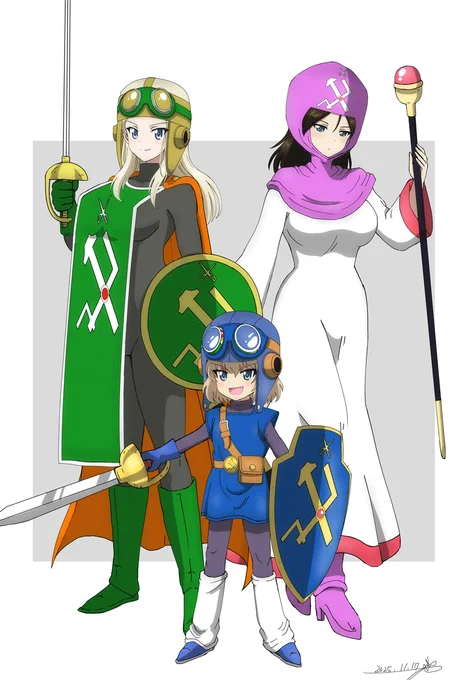 ピクシブリクエスト。ご依頼ありがとうございました! ドラクエ2スタイルのプラウダ3人娘。 (1/1)