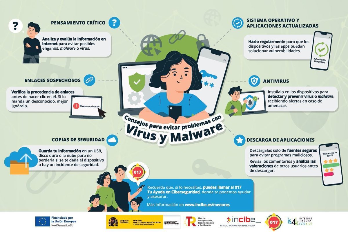 dsn's tweet image. #Ciberseguridad ↔️ Consejos para evitar problemas con #virus y #malware #VirusYMalware @incibe @osiseguridad #BuenasPrácticas tinyurl.com/3zzam3df