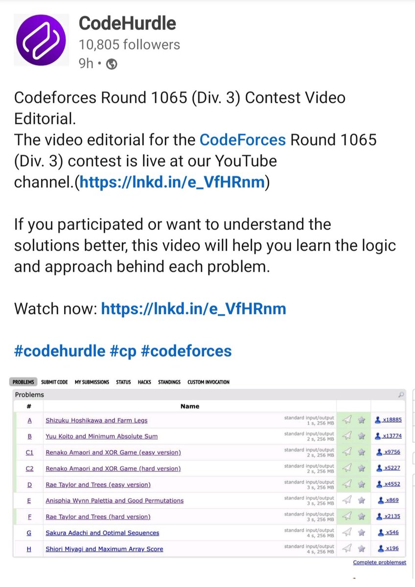 maheshgkp1505's tweet image. Codeforces Round 1065 (Div 3) Contest is live 
youtu.be/Kk-W0Jxa4MU?si…
