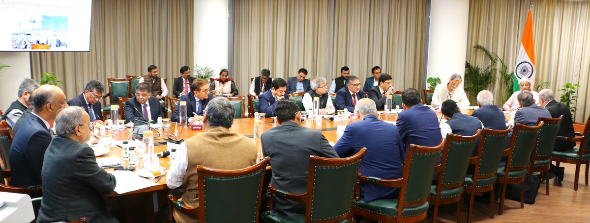 FinMinIndia's tweet image. Union Minister for Finance &amp;amp; Corporate Affairs Smt. @nsitharaman chairs the 11th Pre-Budget Consultation with the experts from the #Infrastructure, and #Energy Sectors in connection with the forthcoming Union Budget 2026-27, in New Delhi, today. 

The meeting was also attended by…