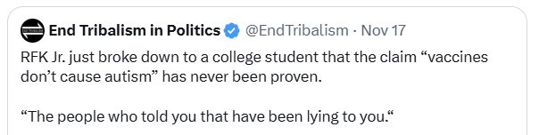 This motherfracker wants us to prove a negative. In science, you can prove a negative about causation by showing the causal pathway does not exist.

“Vaccines do not cause autism” has been proven in every scientifically meaningful sense. Read on.

Thread [1/9]
