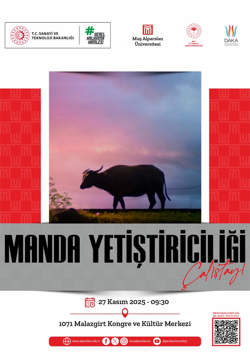TC_DAKA's tweet image. 📣 Muş&apos;ta Manda Yetiştiriciliği Çalıştayı düzenliyoruz! 

📌27 Kasım&apos;da sektörün nabzını tutacak, en güncel bilgileri paylaşacak ve geleceğe yön vereceğiz. Tüm yetiştiricilerimizi ve ilgilileri bekliyoruz! 

🗓️ Tarih: 27 Kasım 2025 | 🕘 Saat: 09:30