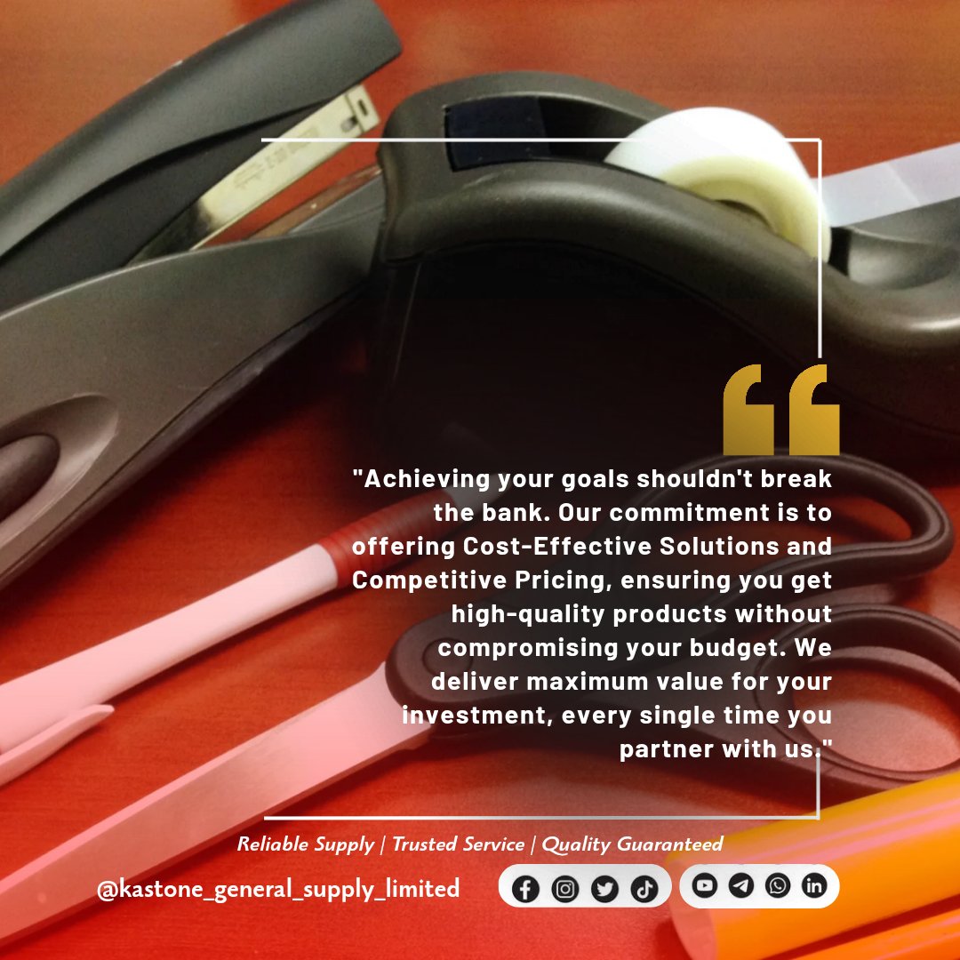 Kastonedigital's tweet image. Achieving your goals shouldn&apos;t break the bank. We are committed to offering Cost-Effective Solutions and Competitive Pricing, ensuring maximum value for your investment with no compromise  #CompetitivePricing #CostEffective #ValueForMoney #ProcurementGoals #KastoneGeneralSupply