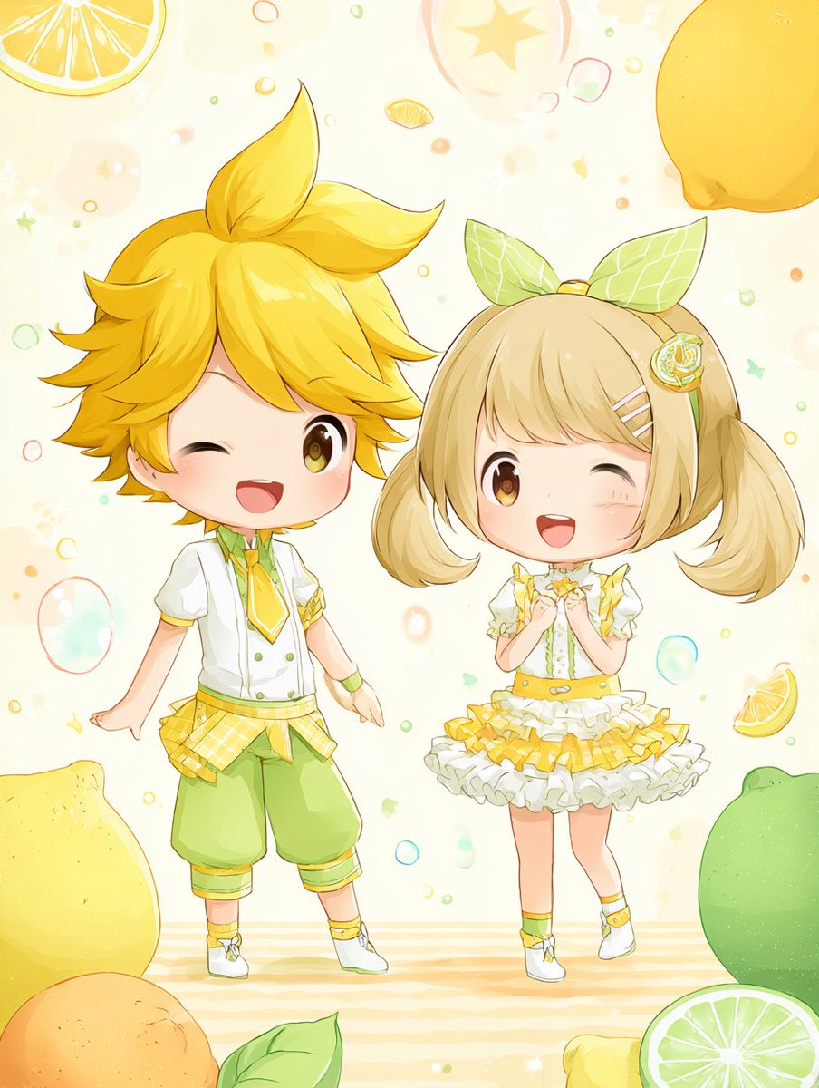 イラスト　原画　「レモンとの娘」 レモンスカッシュ🍋 .*゜ 飲みたい!! 🍋( '-' 🍋)ﾚﾓﾝﾁｬﾝ #AIイラスト