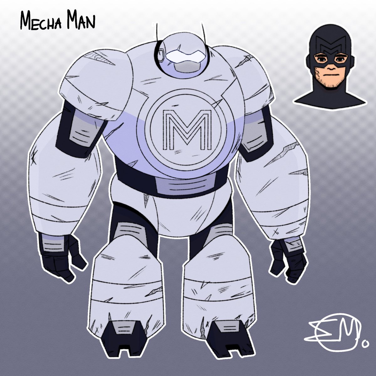 EamoArt's tweet image. Here&apos;s a fun look at my process in redesigning Mecha Man