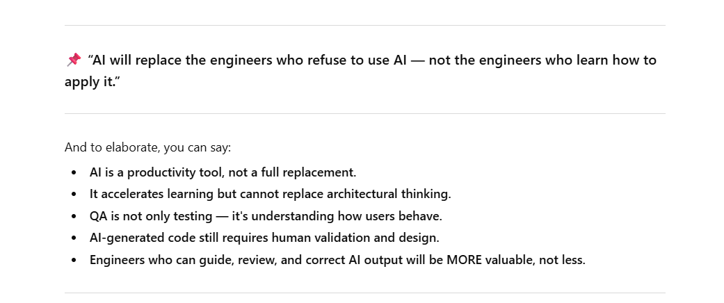 adityair19's tweet image. amidst all this AI booming, we need to remember this

especially as a QA, I have tried it myself, we cannot just blindly trust the code generated by AI

all the:

framework
architectural design
testing strategy

is very context dependent