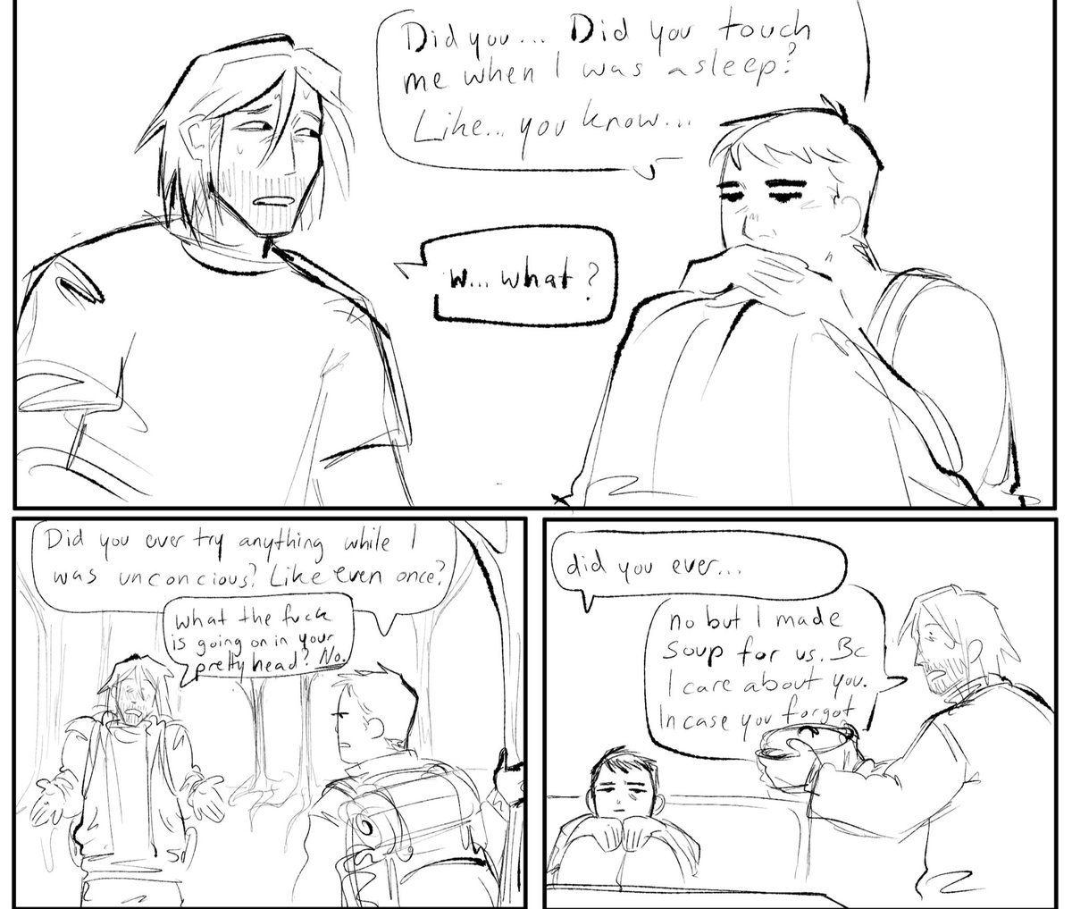 Made a sloppy mini comic but I only like these 3 panel. Lucky me they make sense without the rest