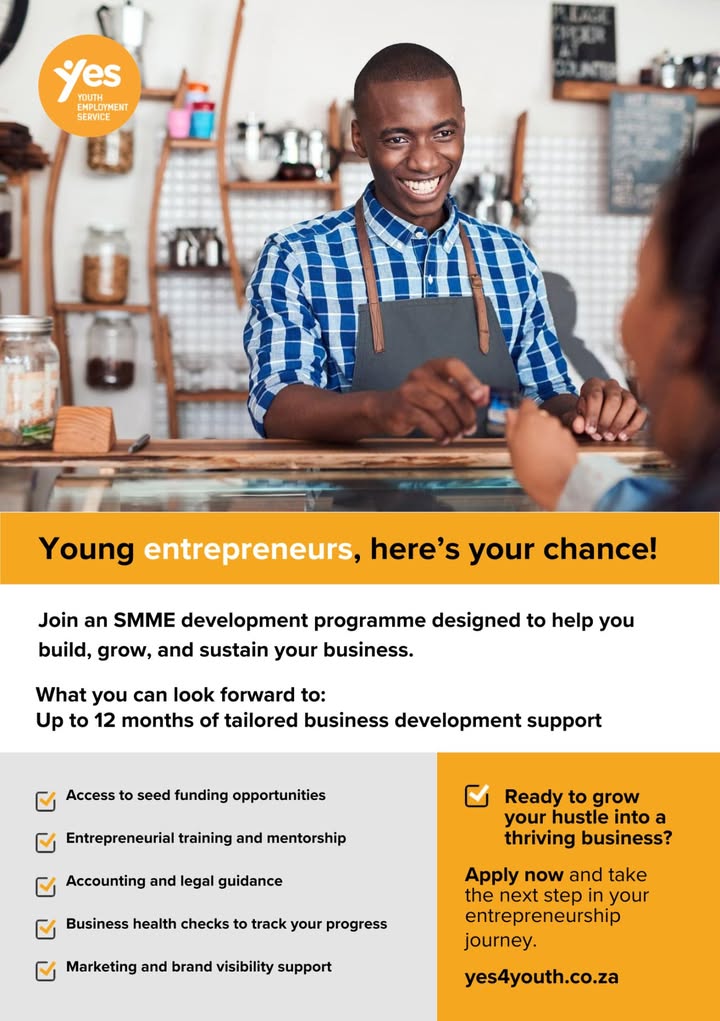 Yes4YouthZA's tweet image. Opportunity Highlight! The YES Entrepreneur Initiative supports youth-led businesses with funding, mentorship &amp;amp; 12 months of development to help founders scale sustainably. Apply before 3 Dec 2025 👉🏾 bit.ly/47yJKPn #Earning2Owning #YouthEntrepreneurship #SMMEDevelopment